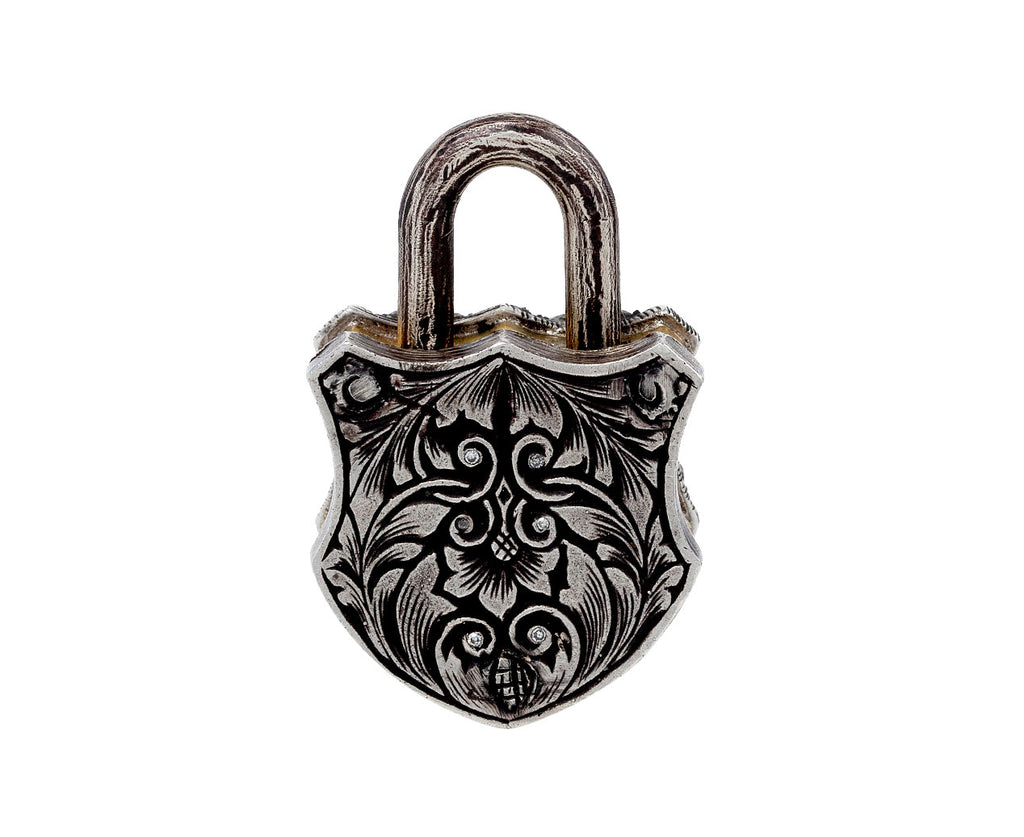 Sevan Bicakci Carved Dove in Flight Padlock Pendant Back View