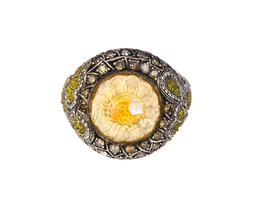 Daisy Carved Lemon Quartz Ring - TWISTonline 
