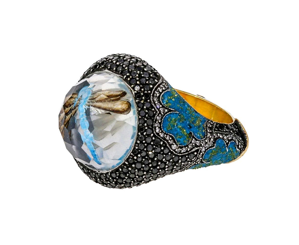 Carved quartz ring hot sale