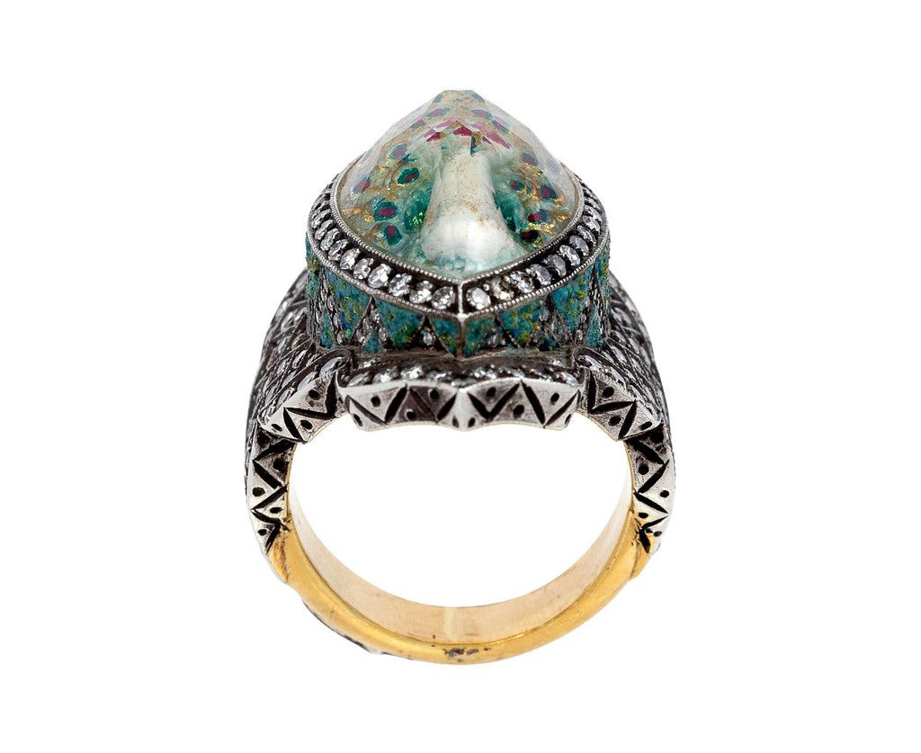 Sevan Bicakci Carved Blue Topaz Peacock Ring Top View
