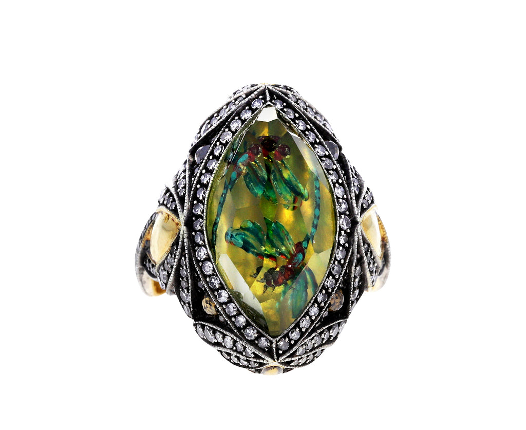 Carved Dragonfly Citrine Ring