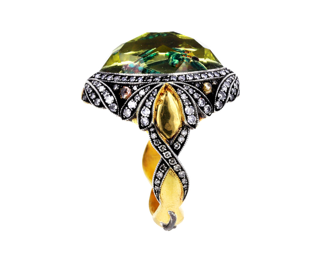 Carved Dragonfly Citrine Ring