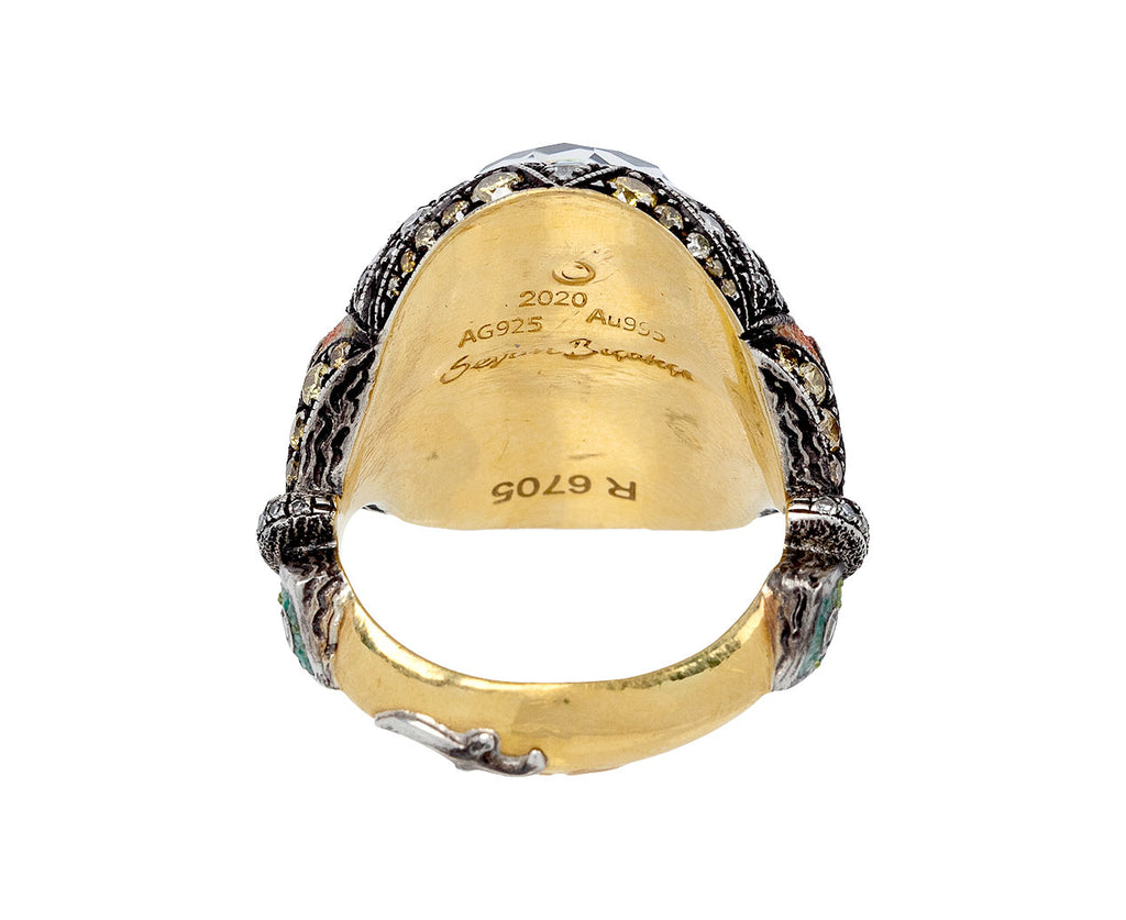 Sevan Bicakci Carved Smoky Topaz Parrot Ring back View