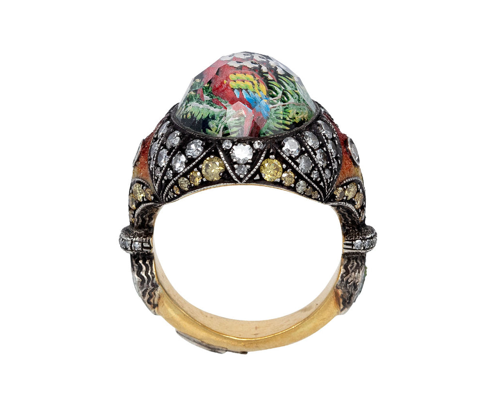 Sevan Bicakci Carved Smoky Topaz Parrot Ring Top View