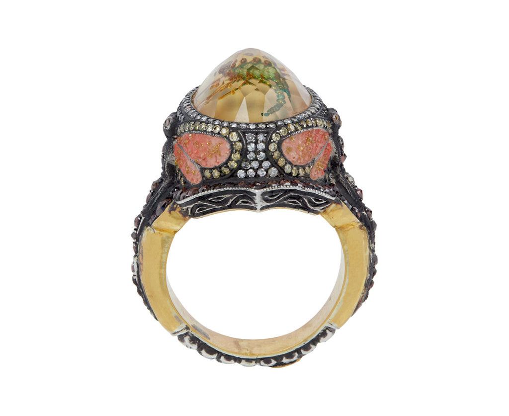 Sevan Bicakci Carved Citrine Dragonfly Ring Top View