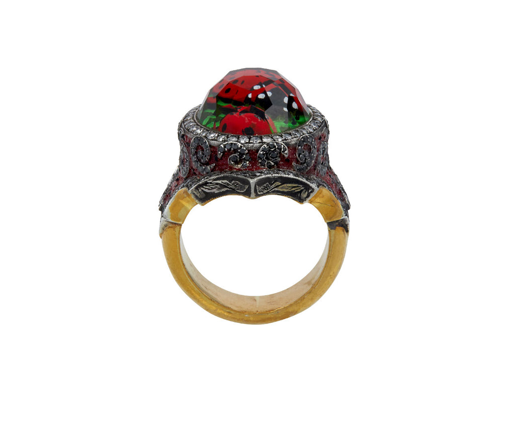 Sevan Bicakci Carved Rock Quartz Lady Bug Ring Top View