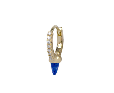 1/4 Yellow Gold Diamond Eternity Lapis Spike SINGLE Hoop