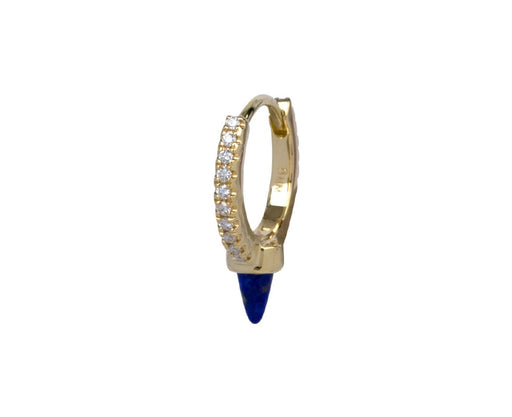 5/16 Yellow Gold Diamond Eternity Lapis Spike SINGLE Hoop