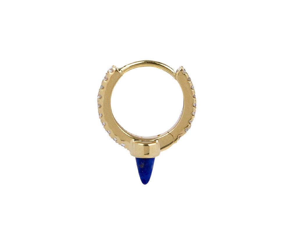 5/16 Yellow Gold Diamond Eternity Lapis Spike SINGLE Hoop