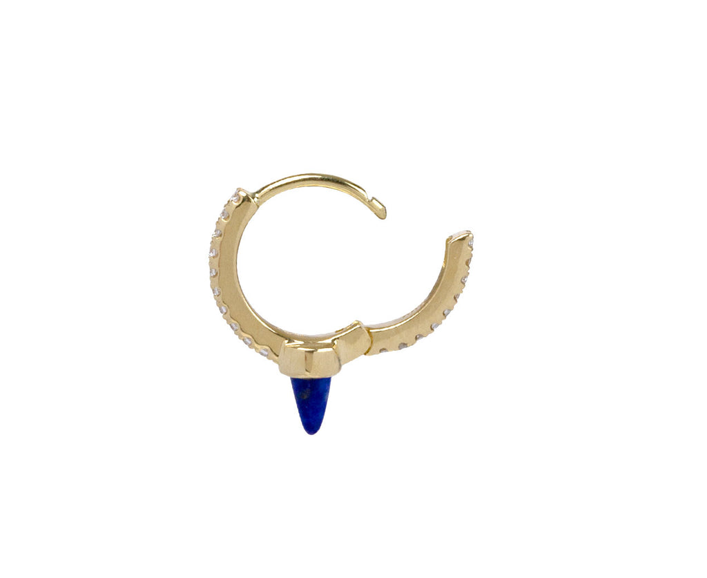 5/16 Yellow Gold Diamond Eternity Lapis Spike SINGLE Hoop