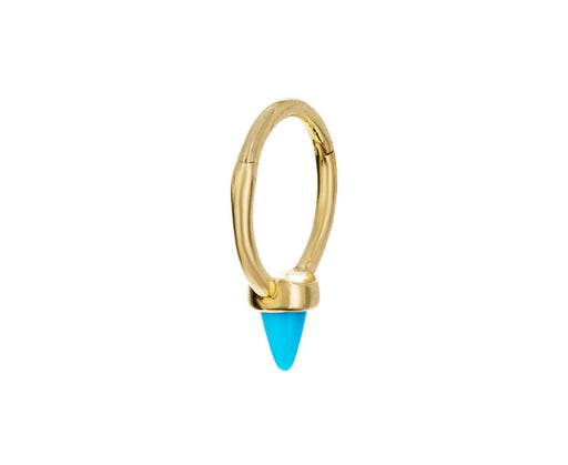 5/16 Yellow Gold Turquoise Spike SINGLE Rotating Earring - TWISTonline 