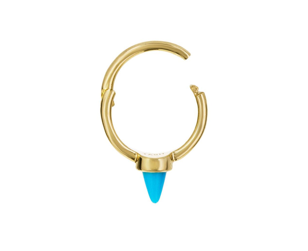 5/16 Yellow Gold Turquoise Spike SINGLE Rotating Earring - TWISTonline 
