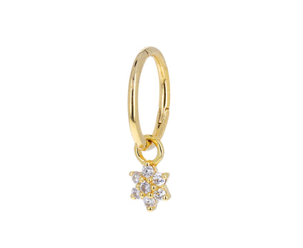 Yellow Gold and Diamond Flower Dangle Charm ONLY