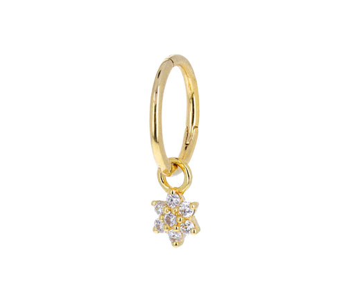 Yellow Gold and Diamond Flower Dangle Charm ONLY