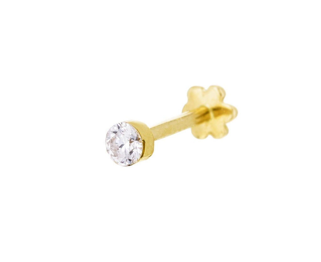2.5mm Yellow Gold Invisible Set Diamond Threaded SINGLE Stud - TWISTonline 