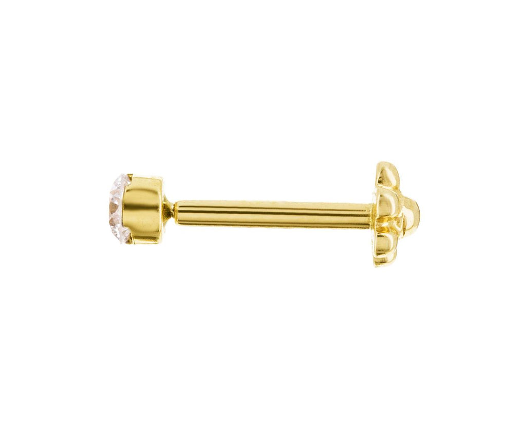 2.5mm Yellow Gold Invisible Set Diamond Threaded SINGLE Stud - TWISTonline 