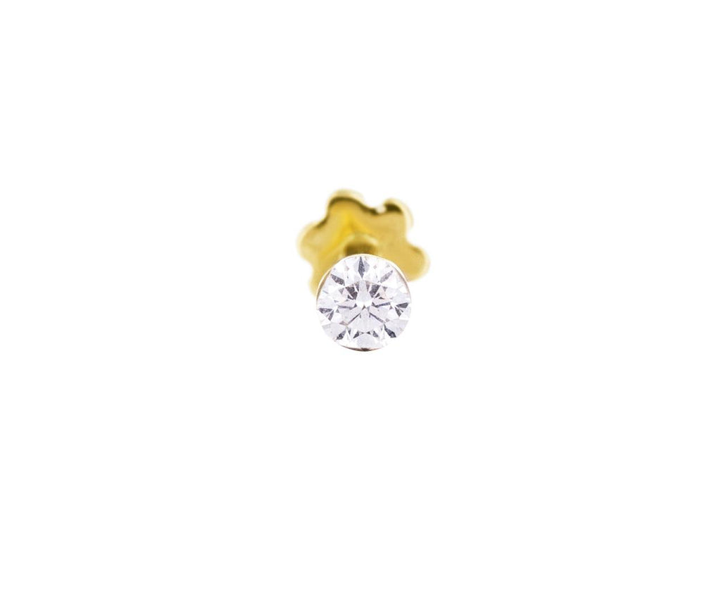 2.5mm Yellow Gold Invisible Set Diamond Threaded SINGLE Stud - TWISTonline 