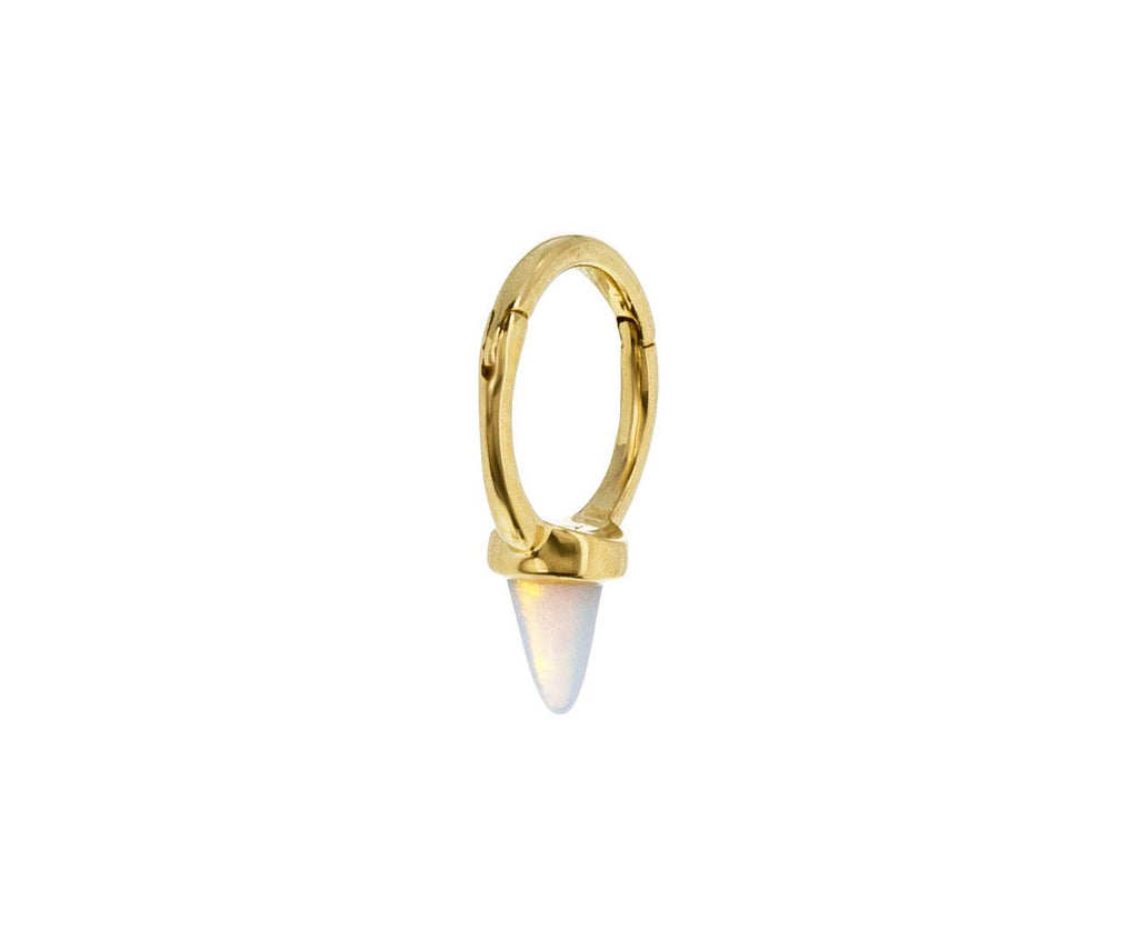 1/4 Yellow Gold Opal Spike SINGLE Rotating Hoop - TWISTonline 