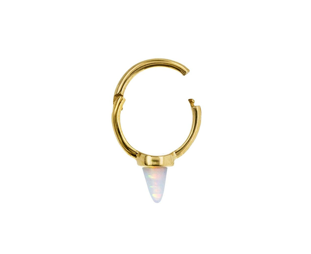 1/4 Yellow Gold Opal Spike SINGLE Rotating Hoop - TWISTonline 