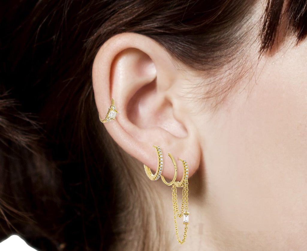 Parts of Four hoop-design single earring - Gold