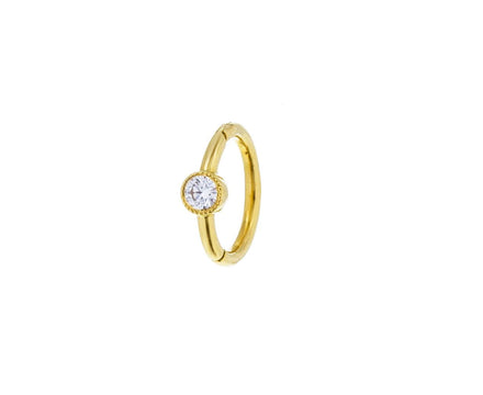 1/4 Yellow Gold Scalloped Diamond SINGLE Rotating Hoop - TWISTonline 