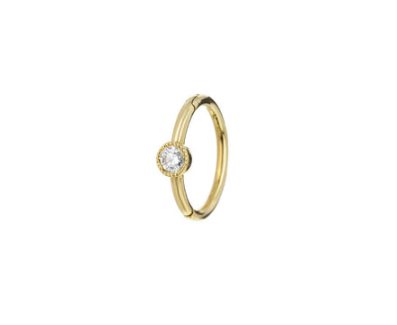 5/16 Yellow Gold Scalloped Diamond SINGLE Rotating Hoop - TWISTonline 