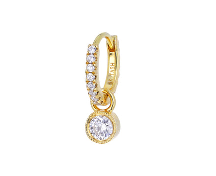 3mm Yellow Gold Scalloped Set Diamond Dangle Charm ONLY
