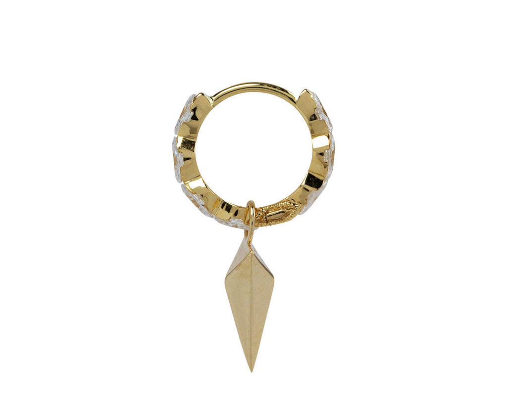 Maria Tash Faceted Long Spike Charm ONLY Side View On Hoop