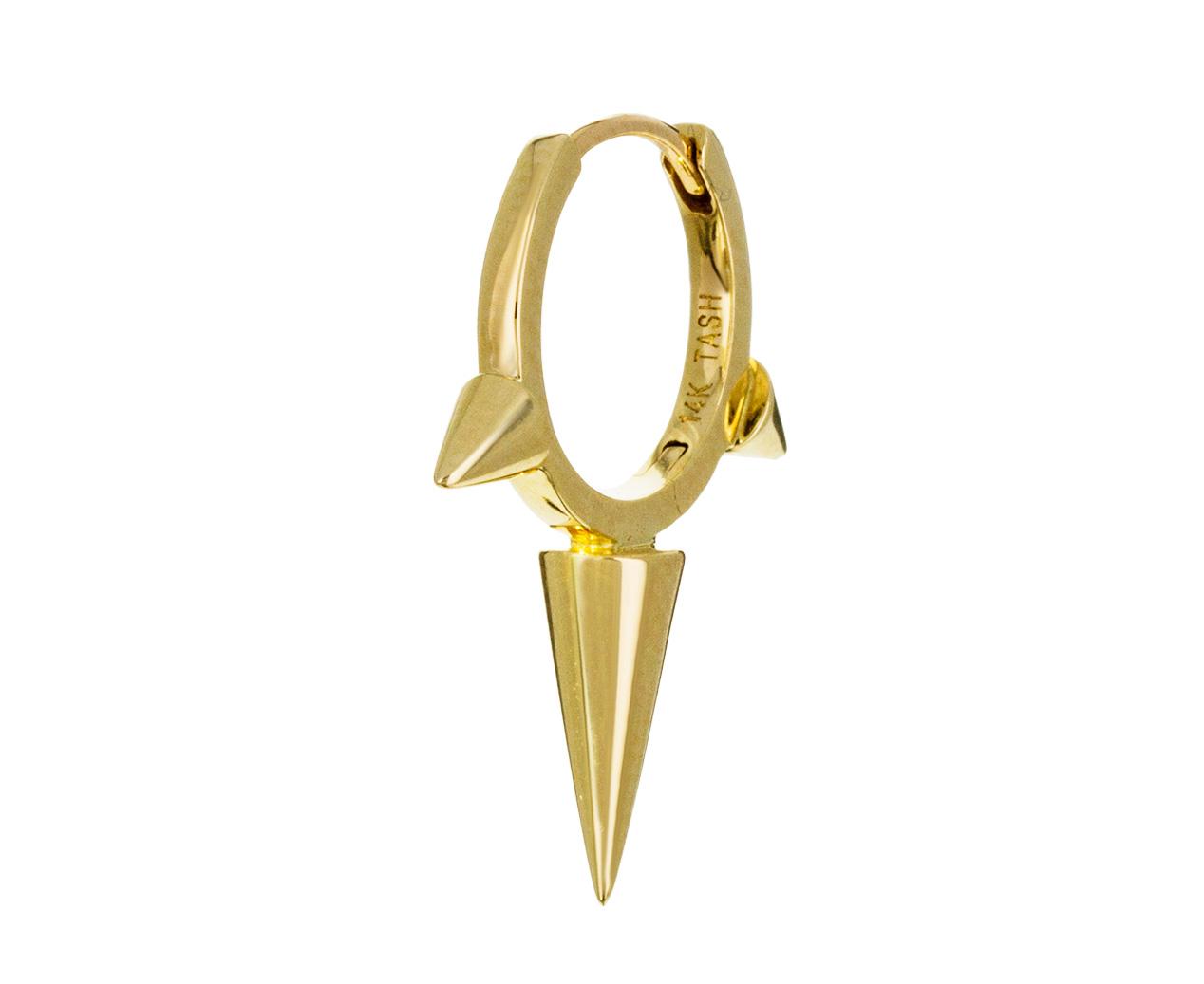 3/8 Yellow Gold Long Triple Spike SINGLE Hoop