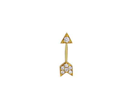 10mm Yellow Gold Diamond Arrow SINGLE Stud