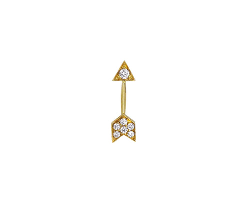 10mm Yellow Gold Diamond Arrow SINGLE Stud
