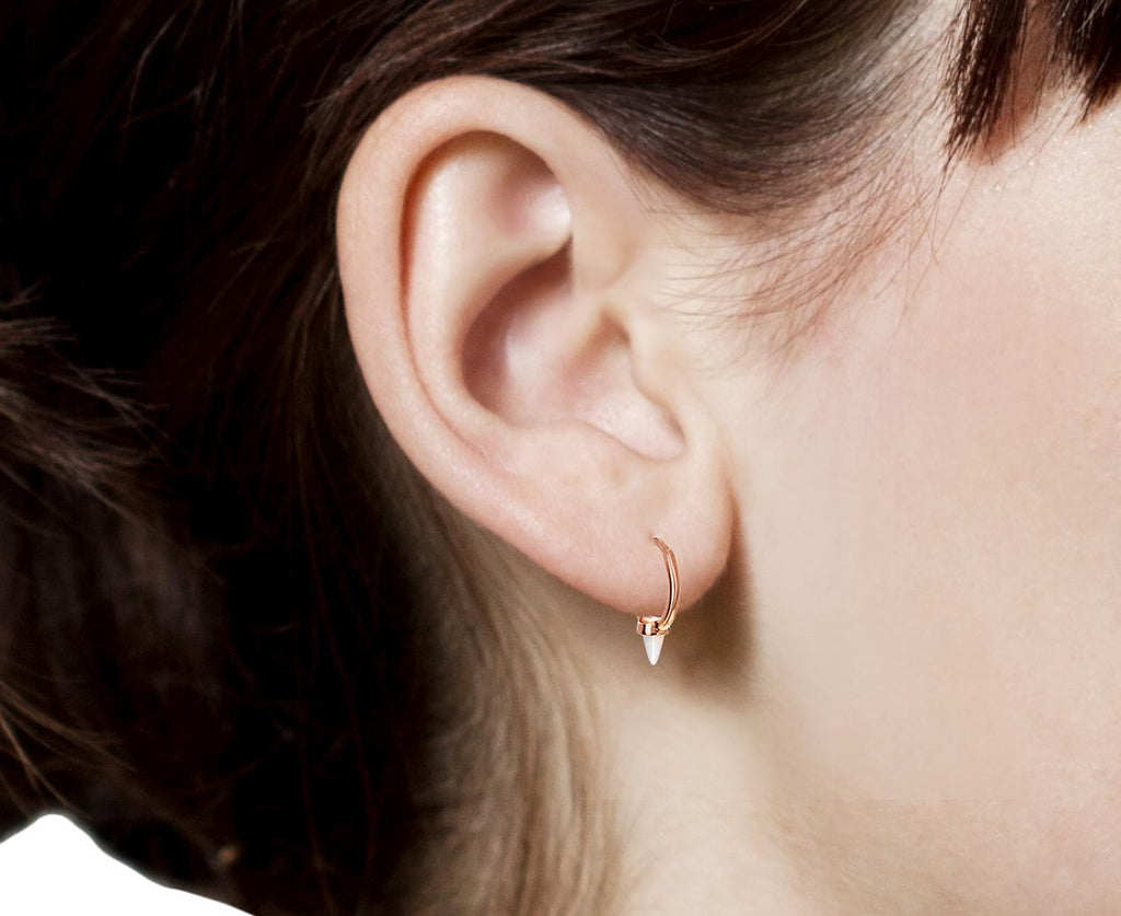 5/16 Rose Gold Opal Spike SINGLE Hoop - TWISTonline 