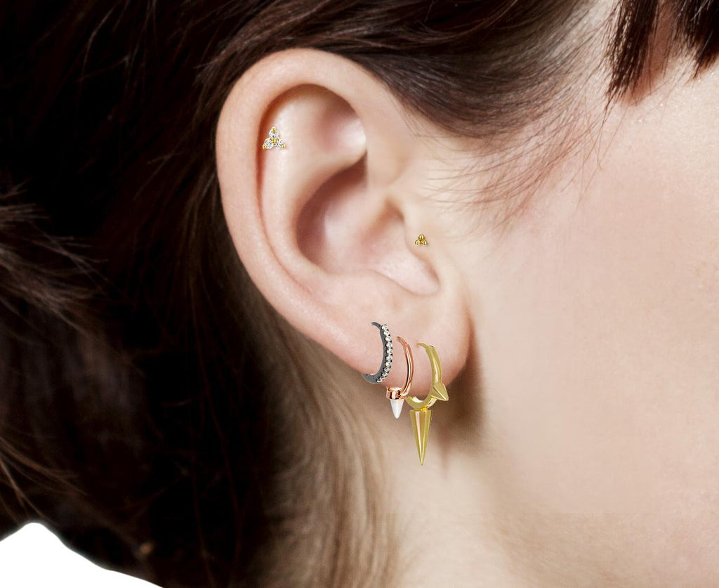 5/16 Rose Gold Opal Spike SINGLE Hoop - TWISTonline 