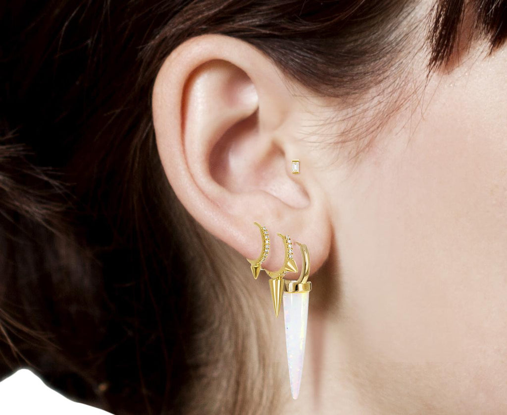 5/16 Yellow Gold Diamond Eternity Spike SINGLE Hoop - TWISTonline 