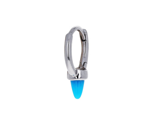 1/4 White Gold Turquoise Spike SINGLE Non Rotating Hoop