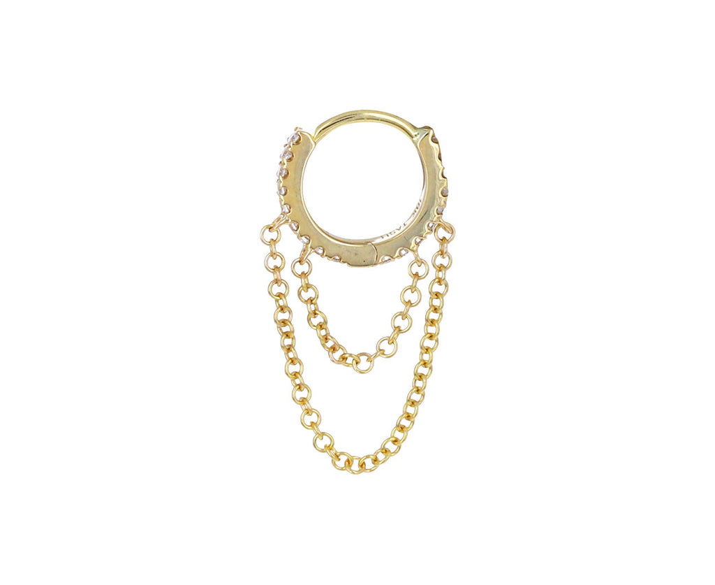 1/4 Yellow Gold Diamond Eternity SINGLE Hoop With Two Chains