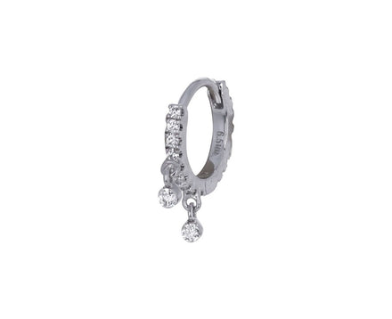 1/4 White Gold Diamond Dangle Eternity SINGLE Hoop