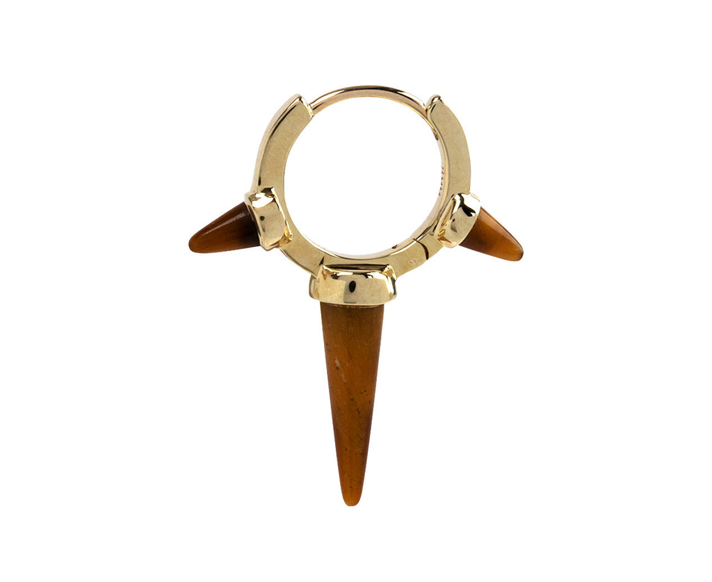 Maria Tash 5/16 Tigers Eye Triple Long Spike SINGLE Hoop Earring Side View