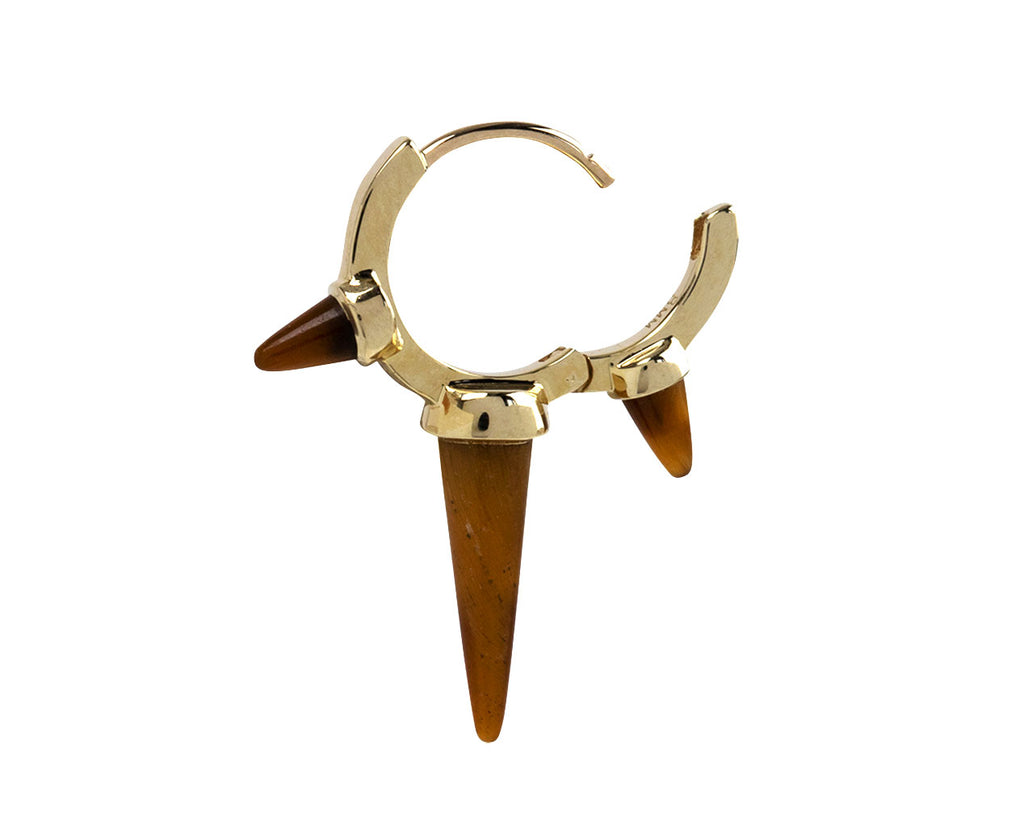 Maria Tash 5/16 Tigers Eye Triple Long Spike SINGLE Hoop Earring Open