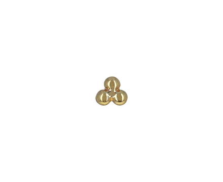 Yellow Gold Three Ball Trinity SINGLE Stud Earring