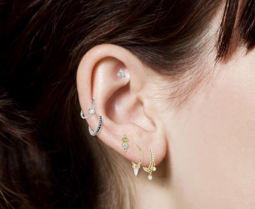 White Gold Diamond Trinity SINGLE Stud - TWISTonline 
