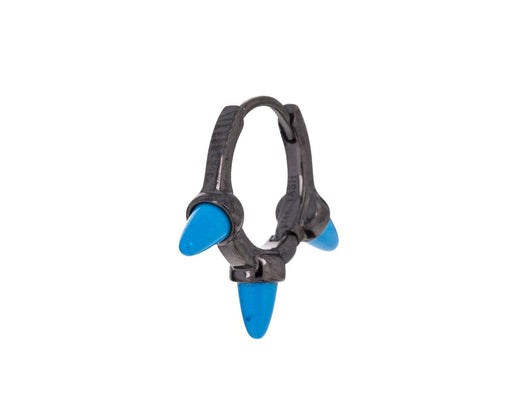 5/16 Black Gold Triple Turquoise Short Spike SINGLE Hoop - TWISTonline 