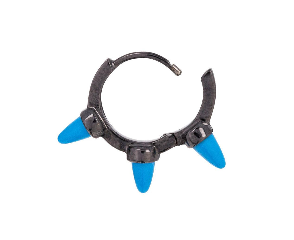 5/16 Black Gold Triple Turquoise Short Spike SINGLE Hoop - TWISTonline 