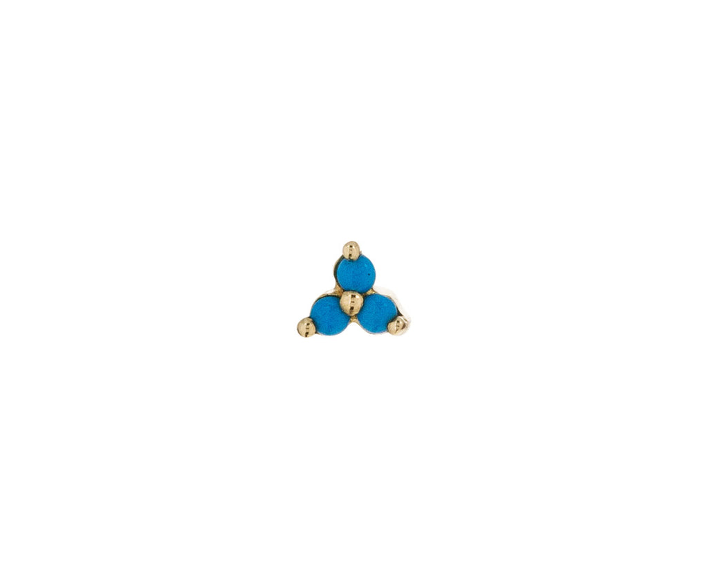 Yellow Gold Turquoise Trinity SINGLE Stud - TWISTonline 