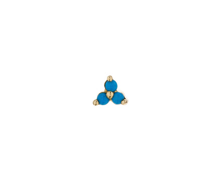 Yellow Gold Turquoise Trinity SINGLE Stud - TWISTonline 