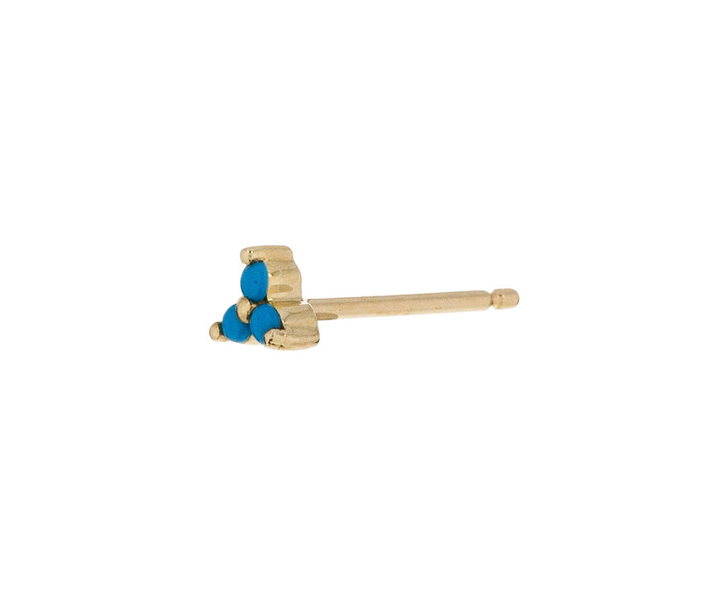 Yellow Gold Turquoise Trinity SINGLE Stud - TWISTonline 