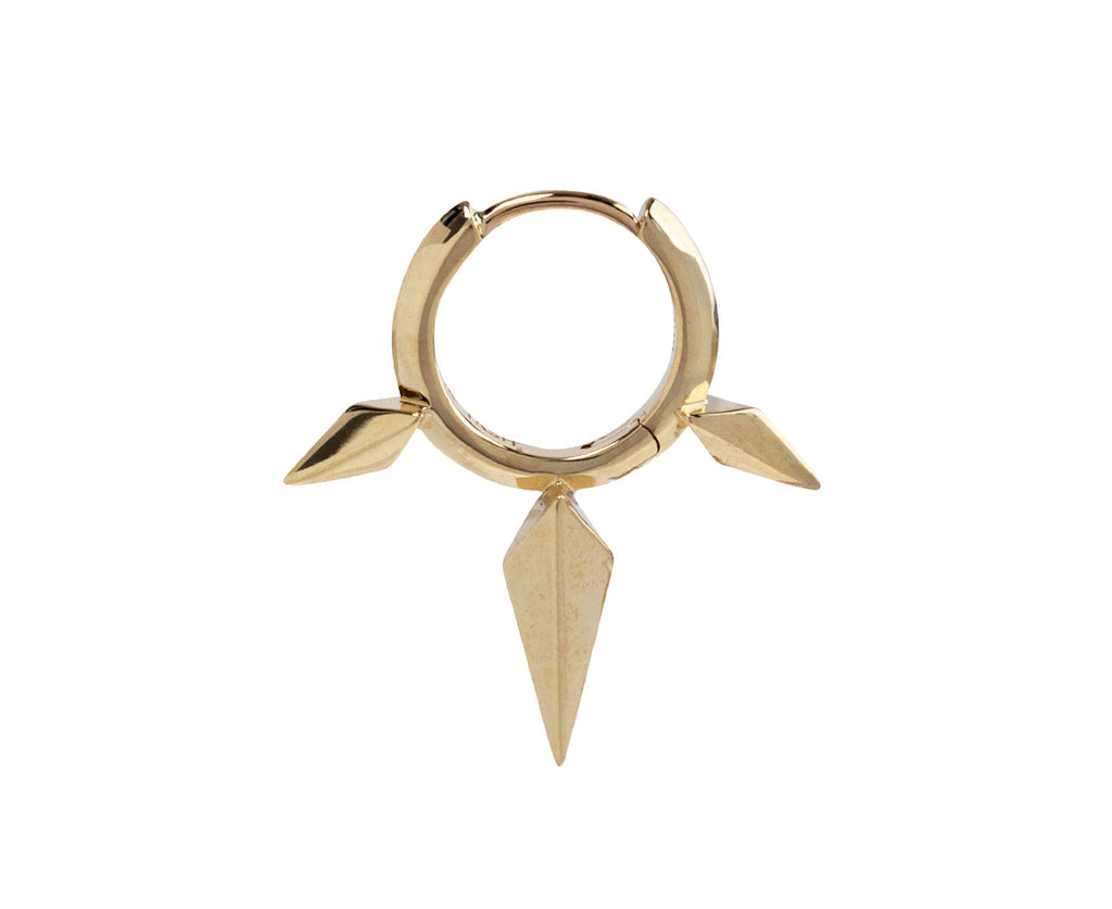 Maria Tash 5/16 Faceted Triple Long Spike SINGLE Hoop Earring Side View