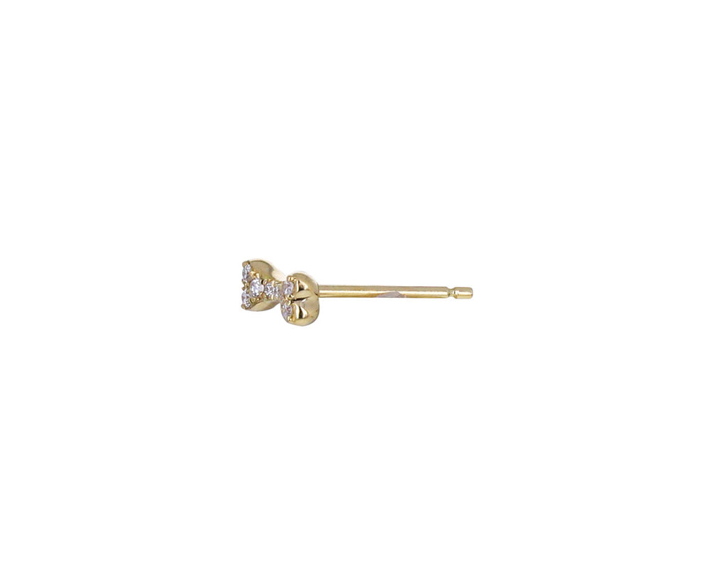 7mm Yellow Gold Diamond Bone Stud SINGLE Earring