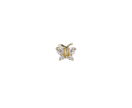 Yellow Gold Diamond Butterfly SINGLE Stud Earring