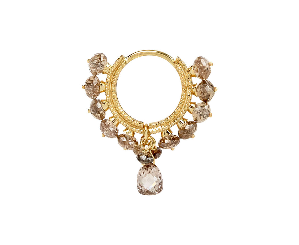 Champagne diamond top hoop earrings